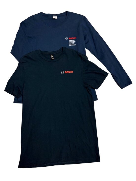 Bosch Branded T-Shirt Bundle Navy Short & Long Sleeve Mens Large Power Tools